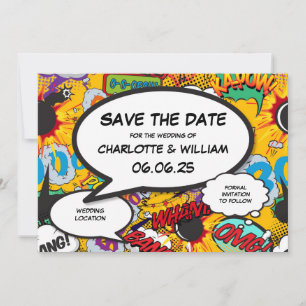 Comic Book Modern Fun Wedding Save the Date