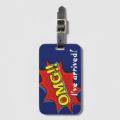 Comic Book OMG Exclamation Speech Blase Gepäckanhänger (Vorderseite Vertikal)