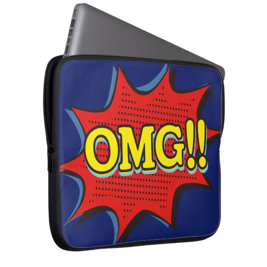 Comic Book OMG Exclamation Speech Blase Laptopschutzhülle (Vorne Rechts)