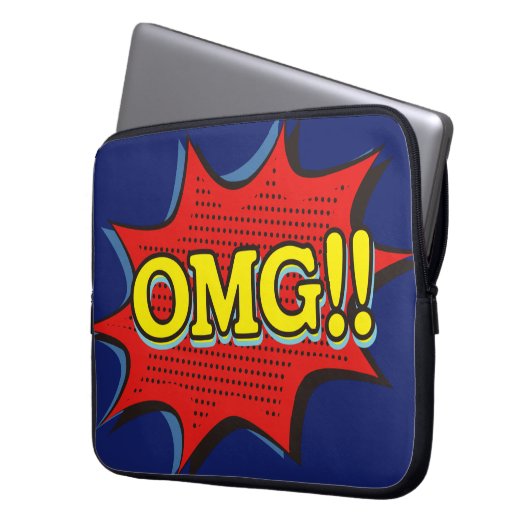 Comic Book OMG Exclamation Speech Blase Laptopschutzhülle (Vorderseite Links)