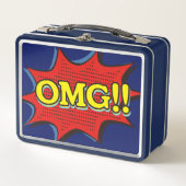 Comic Book OMG Exclamation Speech Blase Metall Brotdose (Vorderseite)