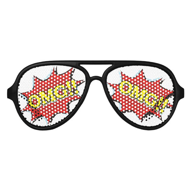 Comic Book OMG Exclamation Speech Blase Partybrille (Vorderseite)