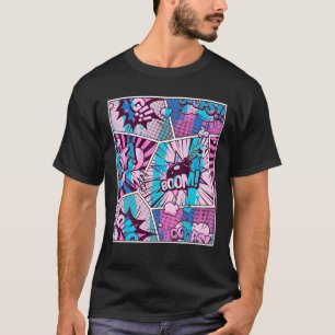 Comic Book Pink Color Graphic T Shirt