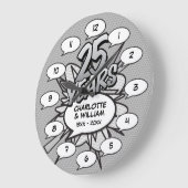 Comic-Book-Pop-Art 25. Silberjubiläum Große Wanduhr (Winkel)