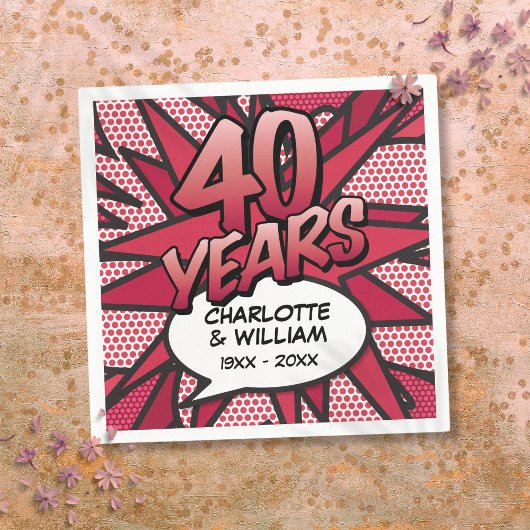 Comic Book Pop Art 40. Ruby Wedding Jubiläum Serviette