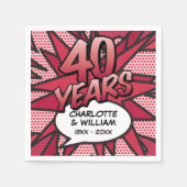 Comic Book Pop Art 40. Ruby Wedding Jubiläum Serviette (Vorderseite)