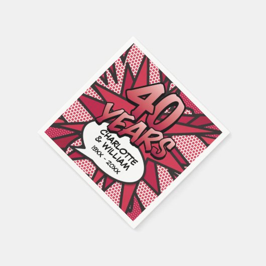 Comic Book Pop Art 40. Ruby Wedding Jubiläum Serviette (Ecke)