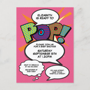 Comic-Book-Pop-Art-Baby-Shower-Einladung Ready to  Ankündigungspostkarte