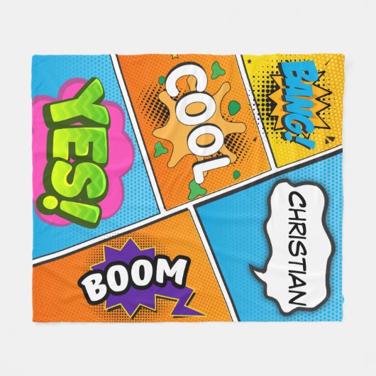 Comic Book Pop Art Bang Custom Fleecedecke (Vorderseite (Horizontal))