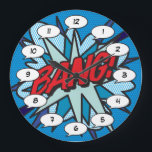 Comic Book Pop Art BANG Große Wanduhr<br><div class="desc">Das trendige Superheld-Comic bucht Pop-Uhren, die in einer Reihe von Zimmern rund um Ihre Zuhause oder Ihr Büro mit einem Farbtupfer aufwarten. Ideal, um sich selbst oder jemanden, den Sie kennen, mit diesen coolen, einzigartigen Comic con Designer Uhren zu Leckerei zu bringen. Warum nicht noch ein bisschen zap pow und...</div>