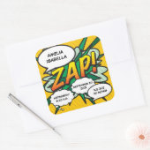 Comic Book Pop Art Birth Stats Personalisiert Quadratischer Aufkleber (Umschlag)