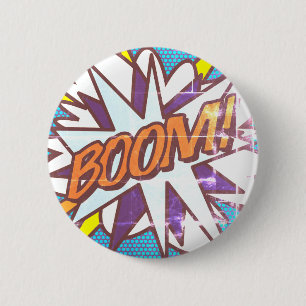 Comic Book Pop Art BOOM! Retro Button