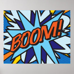 Comic Book Pop Art BOOM Superheld Poster