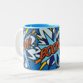 Comic Book Pop Art BOOM! Zweifarbige Tasse (Vorderseite Links)