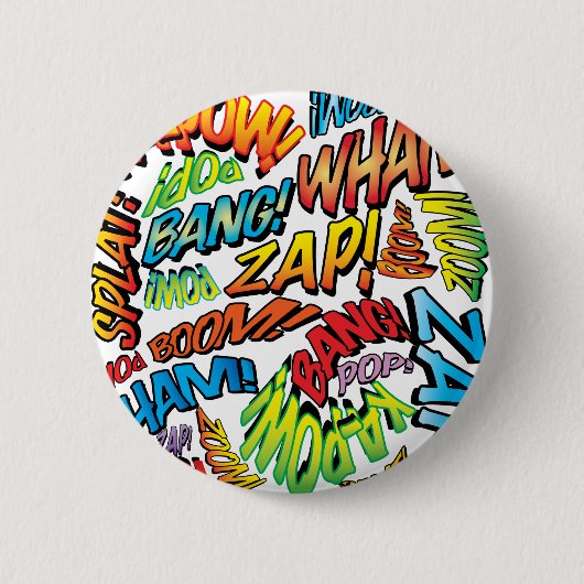 Comic Book Pop Art Colorful Modern Typografy Button (Vorderseite)