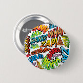 Comic Book Pop Art Colorful Modern Typografy Button (Vorne & Hinten)