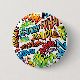 Comic Book Pop Art Colorful Modern Typografy Button