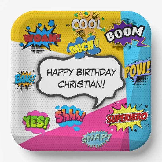 Comic Book Pop Art Custom Geburtstag Pappteller (Vorderseite)