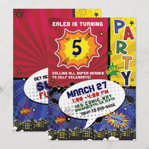 Comic-Book-Pop-Art-Geburtstagsfeier Einladung