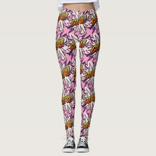 Comic Book Pop Art GIRL Leggings (Vorderseite)