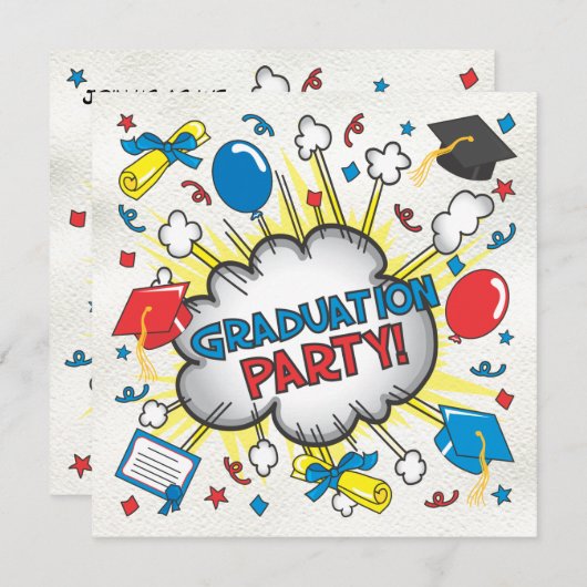 Comic Book Pop Art Graduation Party Einladung! Einladung (Vorne/Hinten)