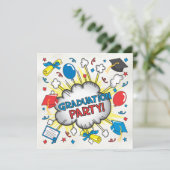Comic Book Pop Art Graduation Party Einladung! Einladung (Stehend Vorderseite)