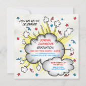 Comic Book Pop Art Graduation Party Einladung! Einladung (Rückseite)