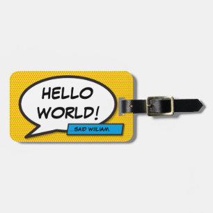 Comic-Book Pop-Art HALLO WELT personalisiert Gepäckanhänger