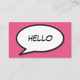 Comic Book Pop Art HELLO Pink Visitenkarte
