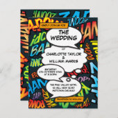 Comic Book Pop Art Hochzeit Einladung (Vorne/Hinten)