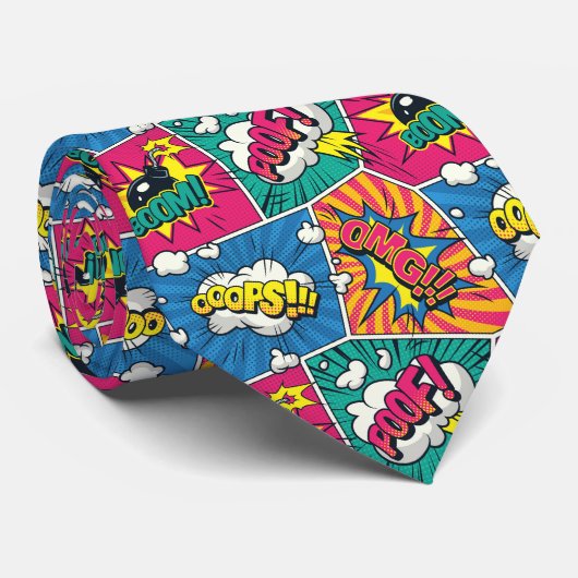 Comic Book Pop Art Neck Tie Krawatte (Gerollt)