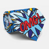 Comic Book Pop Art OMG Superheld Krawatte (Gerollt)