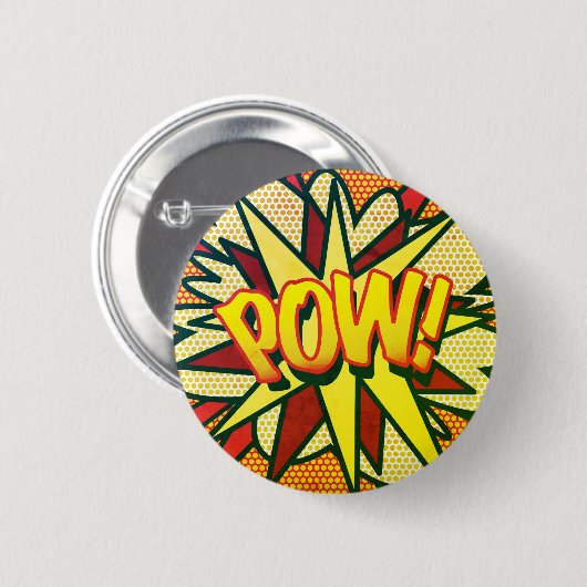 Comic Book Pop Art POW! Retro Button (Vorne & Hinten)