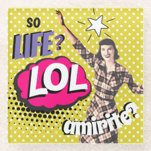 Comic-Book-Pop-Art-Retro-Dame-Lustig Glasuntersetzer