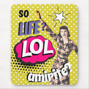Comic-Book-Pop-Art-Retro-Dame-Lustig  Mousepad