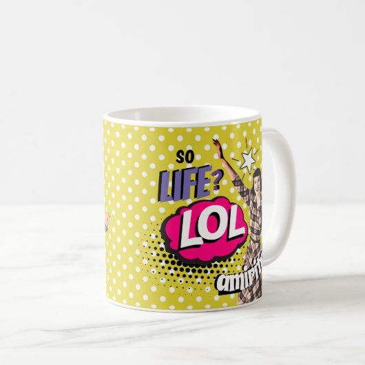 Comic Book Pop Art Retro Lady Funny Kaffeetasse (VorderseiteRechts)