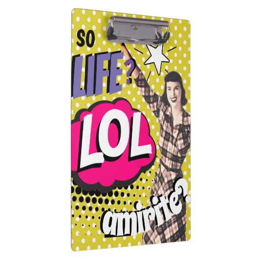 Comic Book Pop Art Retro Lady Funny Klemmbrett (Rechts)