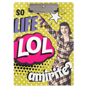 Comic Book Pop Art Retro Lady Funny Klemmbrett