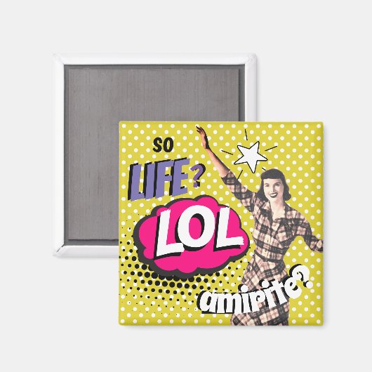 Comic Book Pop Art Retro Lady Funny Magnet (Vorderseite/Rückseite)