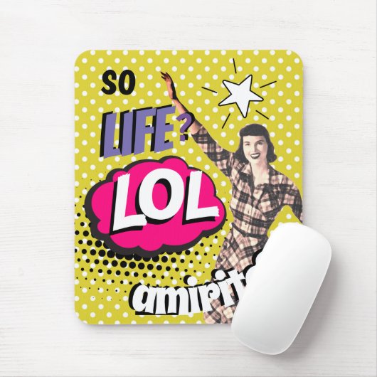 Comic Book Pop Art Retro Lady Funny  Mousepad (Mit Mouse)
