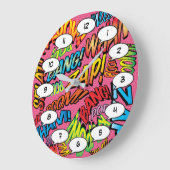 Comic Book Pop Art Sounds Große Wanduhr (Winkel)
