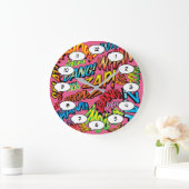 Comic Book Pop Art Sounds Große Wanduhr (Zuhause)