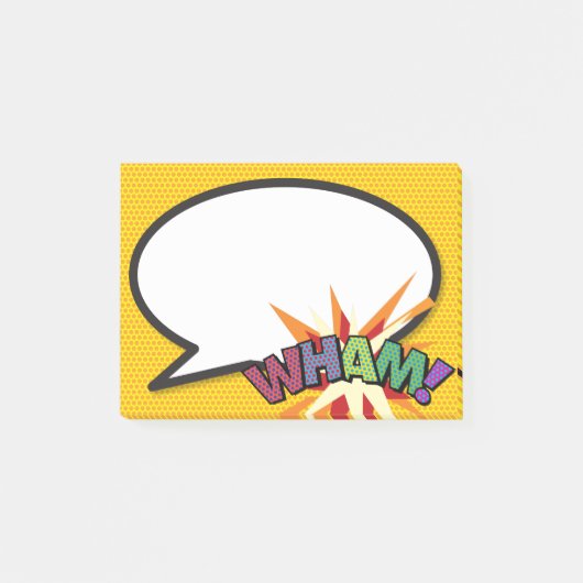 Comic-Book-Pop-Art-Sprechblase WHAM Post-it Klebezettel (Vorderseite)