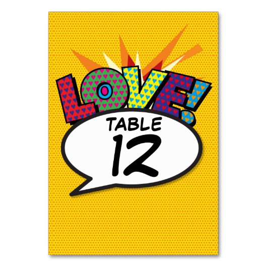 Comic Book Pop Art Tischnummer (Vorderseite)