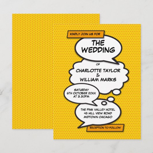 Comic Book Pop Art Wedding Einladung (Vorne/Hinten)