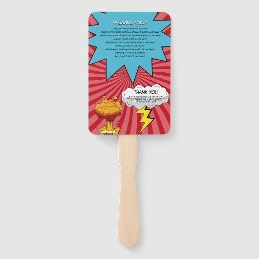 Comic Book Pop Art Wedding Programm Fächer (Rückseite)