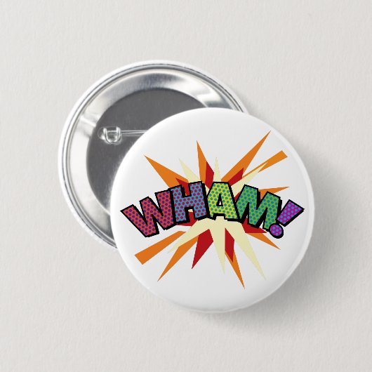 Comic Book Pop Art WHAM! Button (Vorne & Hinten)