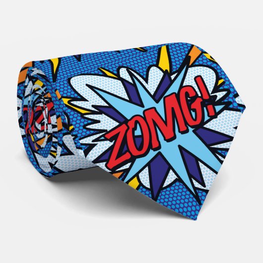 Comic Book Pop Art ZOMG Superhero Krawatte (Gerollt)