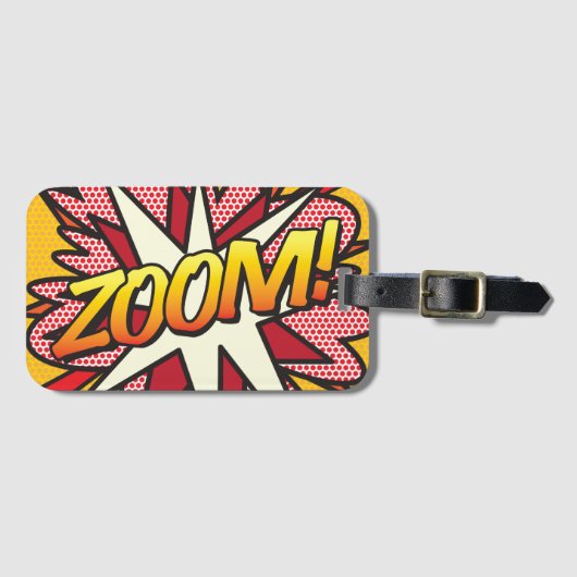 Comic Book Pop Art ZOOM! personalisiert Gepäckanhänger (Vorderseite (Horizontal))