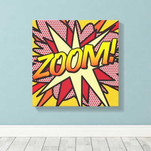 Comic Book Pop Art ZOOM Superheld Leinwanddruck (Insitu (Holzboden))